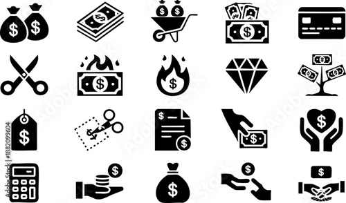 Finance and Money Icons | Banking, Investment, Accounting, and Financial Management Vector Set