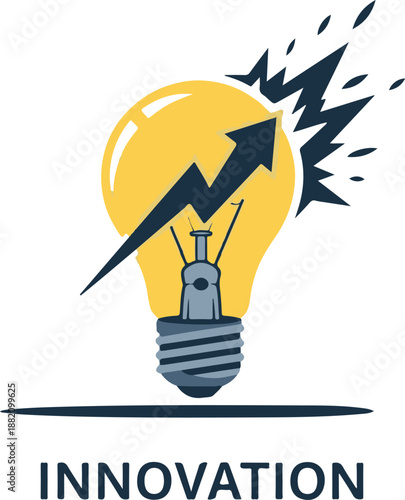 Innovation concept with light bulb silhouette and electric spark