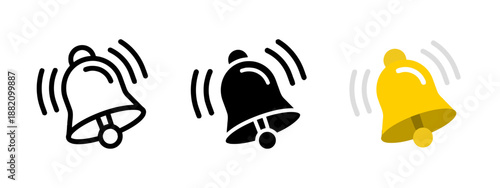 Ringing bell icon animation shake alert vector symbol of notification on white background sound sign with motion graphic design for user interface element