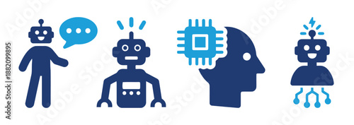 Robot chat bot symbol ai assistant customer service futuristic technology customer support communication virtual assistant vector illustration