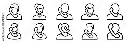 set of vector support call history icon. Customer service editable line icons set.