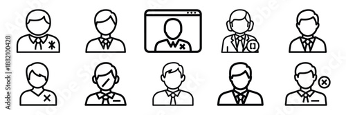 set of vector support problem solving icon. Customer service editable line icons set.