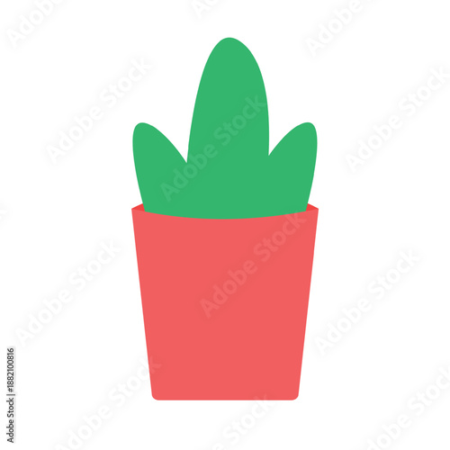 Potted green plant in red pot home decor natural growth houseplant