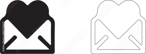 An open envelope with a heart inside. Editable vector template of a love confession.