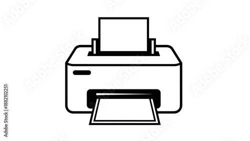 Simple Line Drawing of a Printer Device.