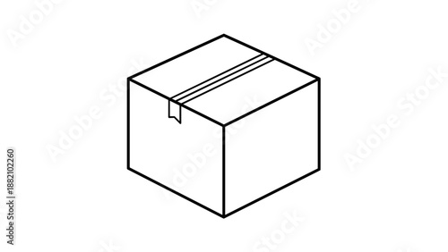 Simple Line Drawing of a Box.