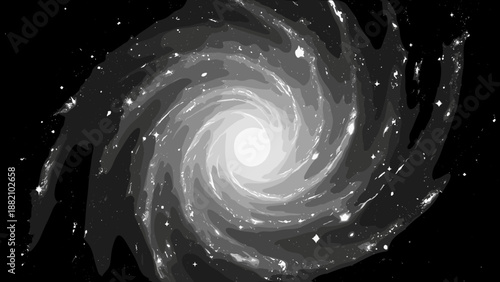 Spiral Galaxy with Stars and Bright Center.