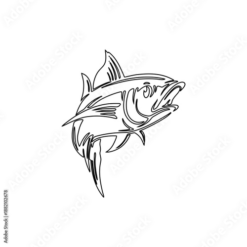  black and white fish image with transparent background