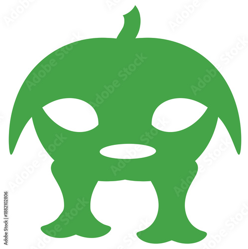 Abstract A green Sweet pumpkin vector smiling as a fun cartoon character icon
