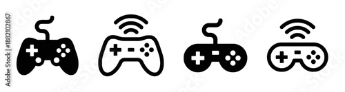 Set of gamepad icons isolated on white background in vector illustration for gaming and playing video games console for recreation hobby entertainment device