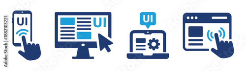 Set of user interface concept icons for website and mobile applications design showcasing user experience and interface elements with focus on usability