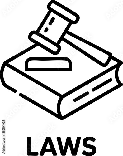 Law Book and Gavel Icon | Legal Justice Symbol for Court, Attorney, Law Firm and Legal Services
