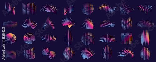 mega collection icon set aurora. logos aurora borealis big bundle with gradient modern color branding on dark background.