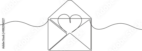 Envelope Love Letter Continuous Line Vector Icon,1