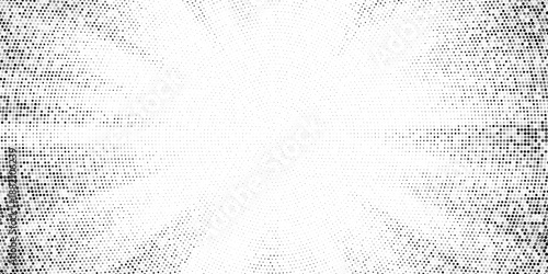 Black radial halftone circles. Dotted sound wave rings. Stippled epicenter, target, radar icon concept. Ripple concentric signal vibration element. Vector round dashed and dotted gradient pattern