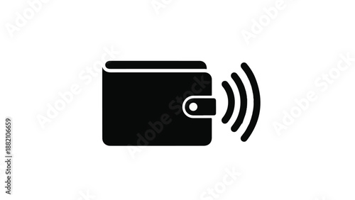 Contactless payment wallet with wireless signal for mobile finance technology and secure transaction concept
