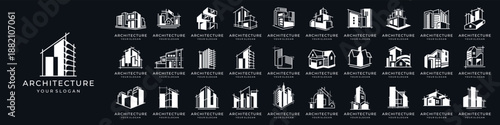 mega collection of architect logos. Set of Building, Real Estate, and Construction logo design inspiration.