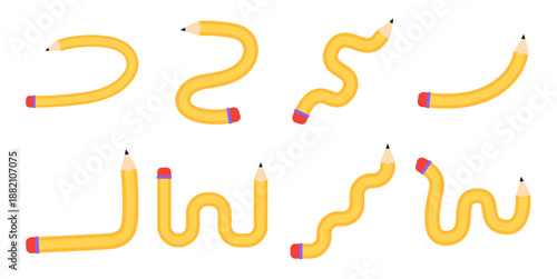 Creative Flexible Yellow Pencils Wavy Shapes Collection