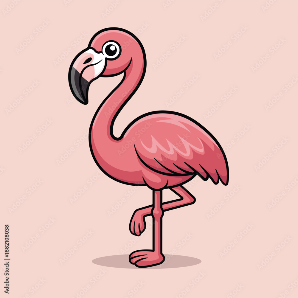 Fototapeta premium Happy Jungle Animals – Flamingo Vector Mascot 
