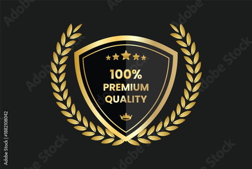 100 Percent Premium Quality Badge. Premium Certification Symbols. Guaranteed excellence symbols. Golden seal graphic design
