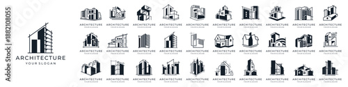 mega collection of architect logos. Set of Building, Real Estate, and Construction logo design inspiration.