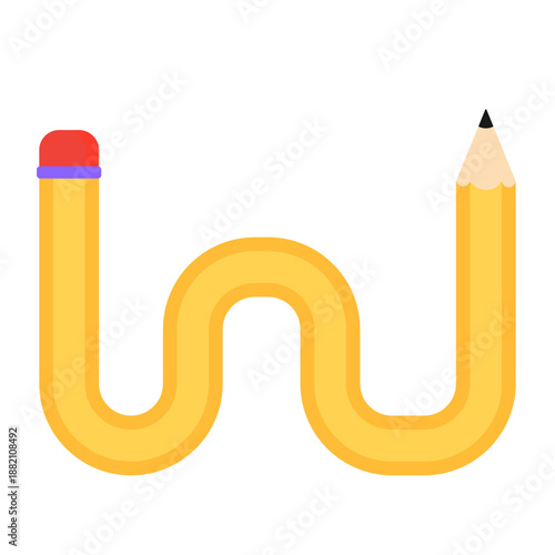 Flexible Wavy Pencil Icon Symbolizing Creativity