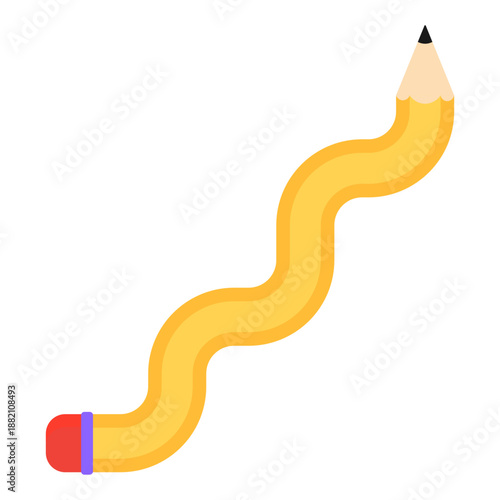 Flexible Bent Pencil Icon Symbolizing Creative Ideas