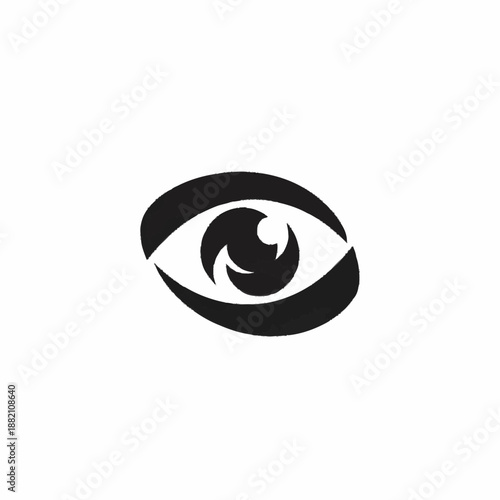 Stylized black eye icon with a unique, abstract pupil design.