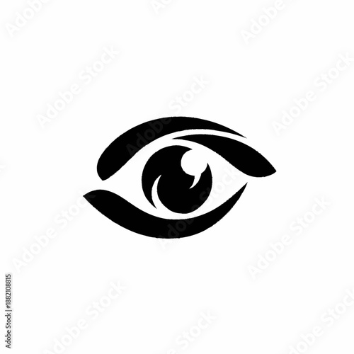 Stylized Human Eye Icon in Black and White.
