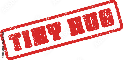 Distressed red rubber stamp impression with the comforting phrase Tiny Hug for warm sentiments