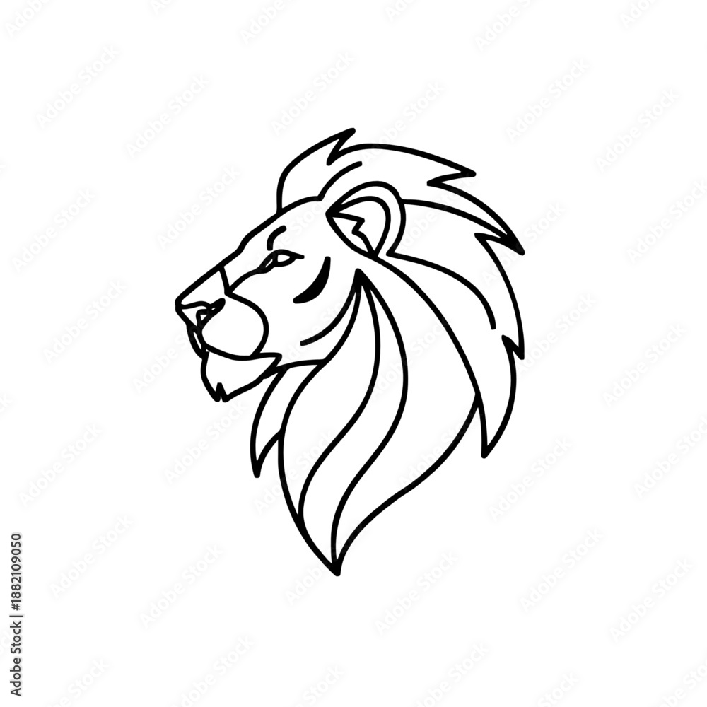 Obraz premium A minimalist line art illustration of a lion's head in profile