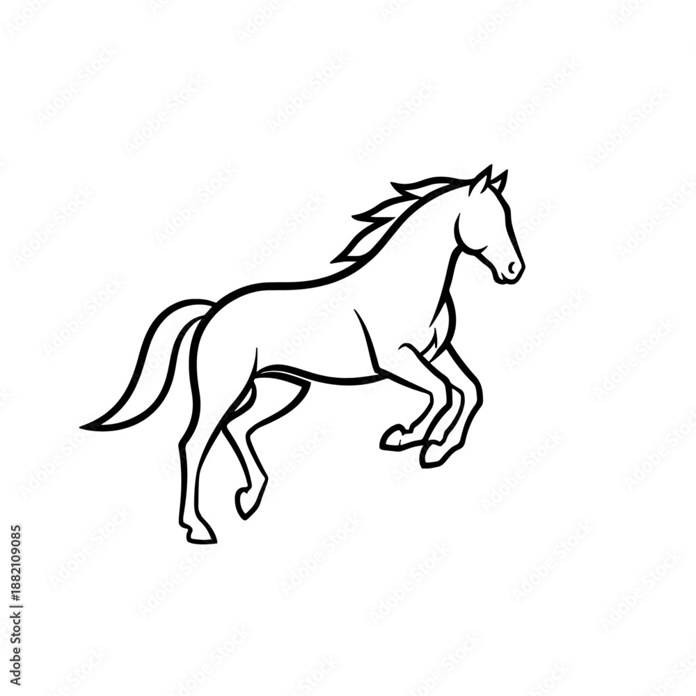 Obraz premium A minimalist vector illustration of a horse in motion with a simple black outline