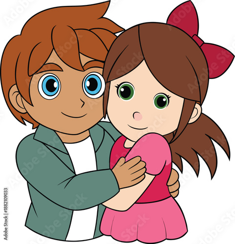 Boy and girl isolated on transparent background