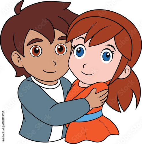 Boy and girl isolated on transparent background