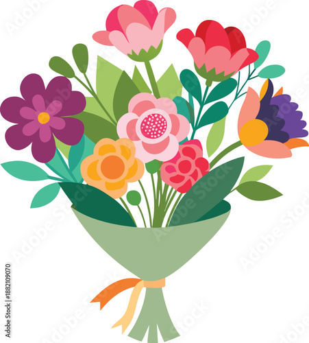 Bouquet of roses in a vase isolated on transparent background