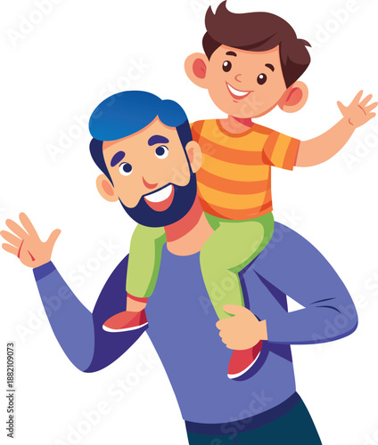 Father and son isolated on transparent background