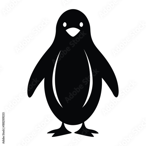 Penguin Silhouette Vector Icon for Polar Wildlife, Antarctic Nature, and Winter Graphic Design