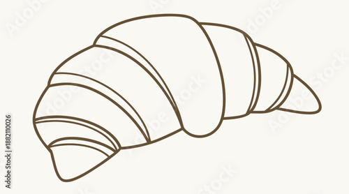 Croissant Outline Illustration on White Background