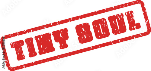 Poignant red textured rubber stamp with the introspective words Tiny Soul deeply engraved