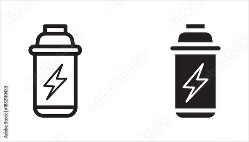 energy drink can icon set,  aluminum soda can line art vector icon on white background