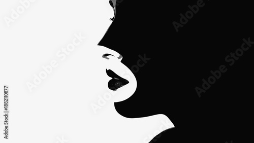 Silhouette of a Womans Profile Portrait.