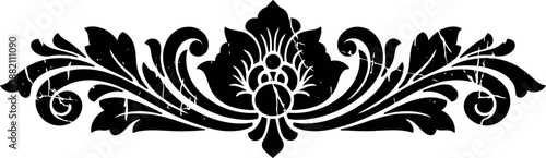 ornate black floral and leaf decorative border design element for vintage or classic styling