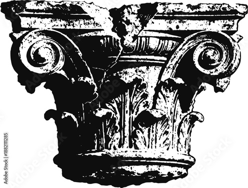 Corinthian capital with acanthus leaves and volutes, classical architectural ornament detail