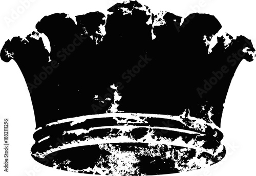 Vintage distressed black crown silhouette with rough texture and worn aged appearance
