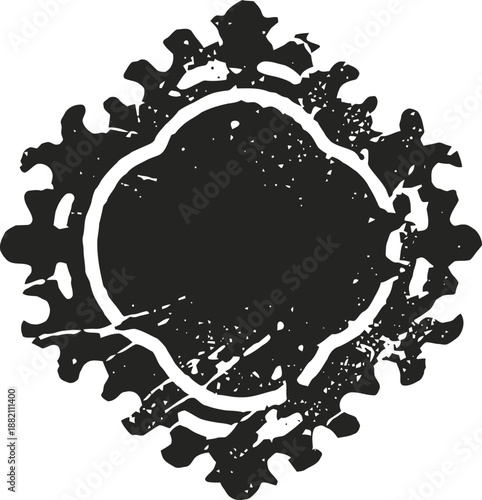 microscopic virus particle illustration with spiked protein structure and round shape in black and white