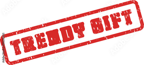 Stylish red rubber stamp with the inscription Trendy Gift, ideal for modern presents and thoughtful gestures