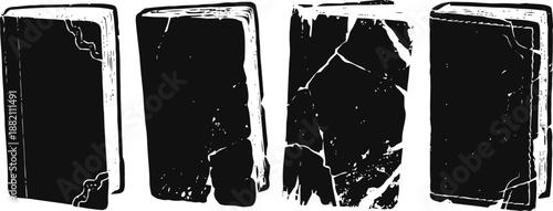 Set of worn vintage books with distressed covers and textured aged pages