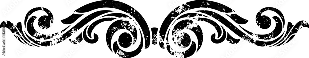 Fototapeta premium ornamental vintage black swirls and flourishes with distressed texture design