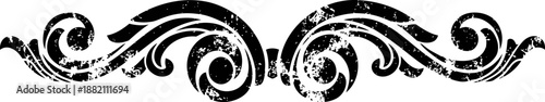 ornamental vintage black swirls and flourishes with distressed texture design