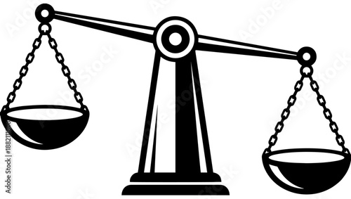 Imbalanced Justice Scale Symbol Vector Illustration, balance scale, justice symbol, fairness, legal icon, ethical concept, weighing pans, imbalance, law and order, court symbol, decision making, 